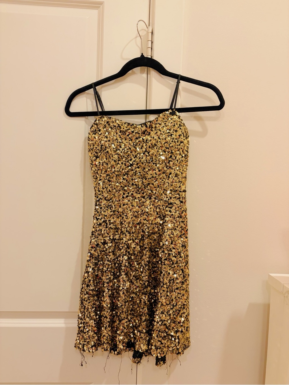 GOLD SEQUENCE MINI DRESS